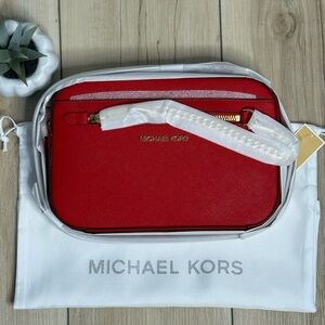 2pcs ♥️ Michael Kors Jet Set Item Chain Crossbody Bag & Dust Bag NWT Bright Red